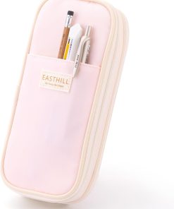 EASTHILL Big Capacity Pencil Case Large Pencil Pouch Stationery Pen Bag for Teen Girls-Pink