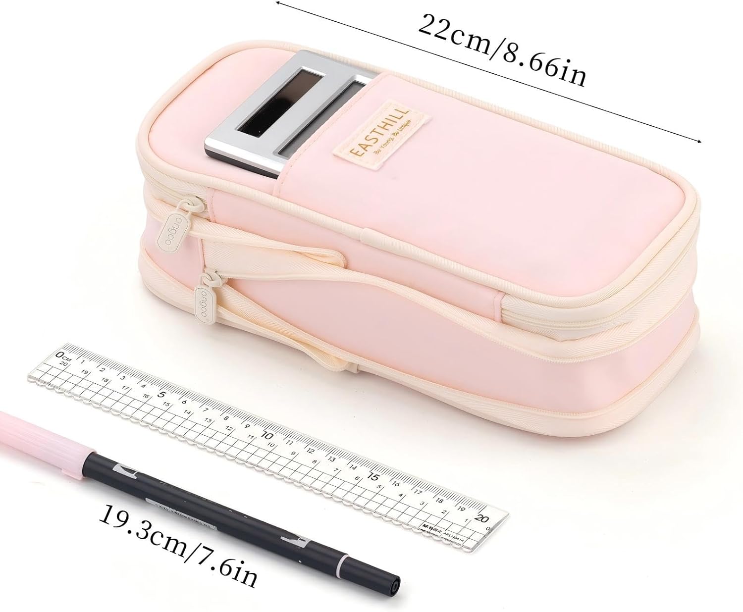 EASTHILL Big Capacity Pencil Case Large Pencil Pouch Stationery Pen Bag for Teen Girls-Pink - Image 4