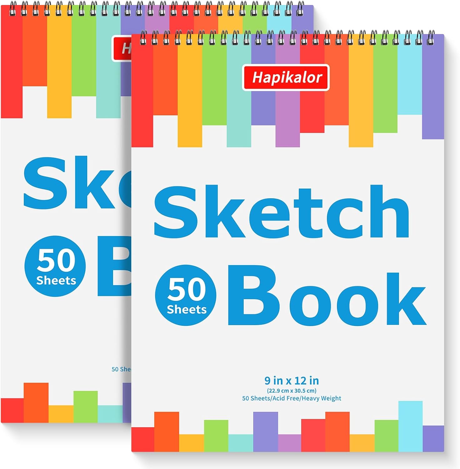9 x 12 Sketch Book. 2-Pack 50 Sheets Spiral Bound Art Sketchbook. Acid Free Artist Drawing Book Paper. Art Supplies for Adults Kids. Craft Activities. Sketch Paper for Drawing Coloring Sketching