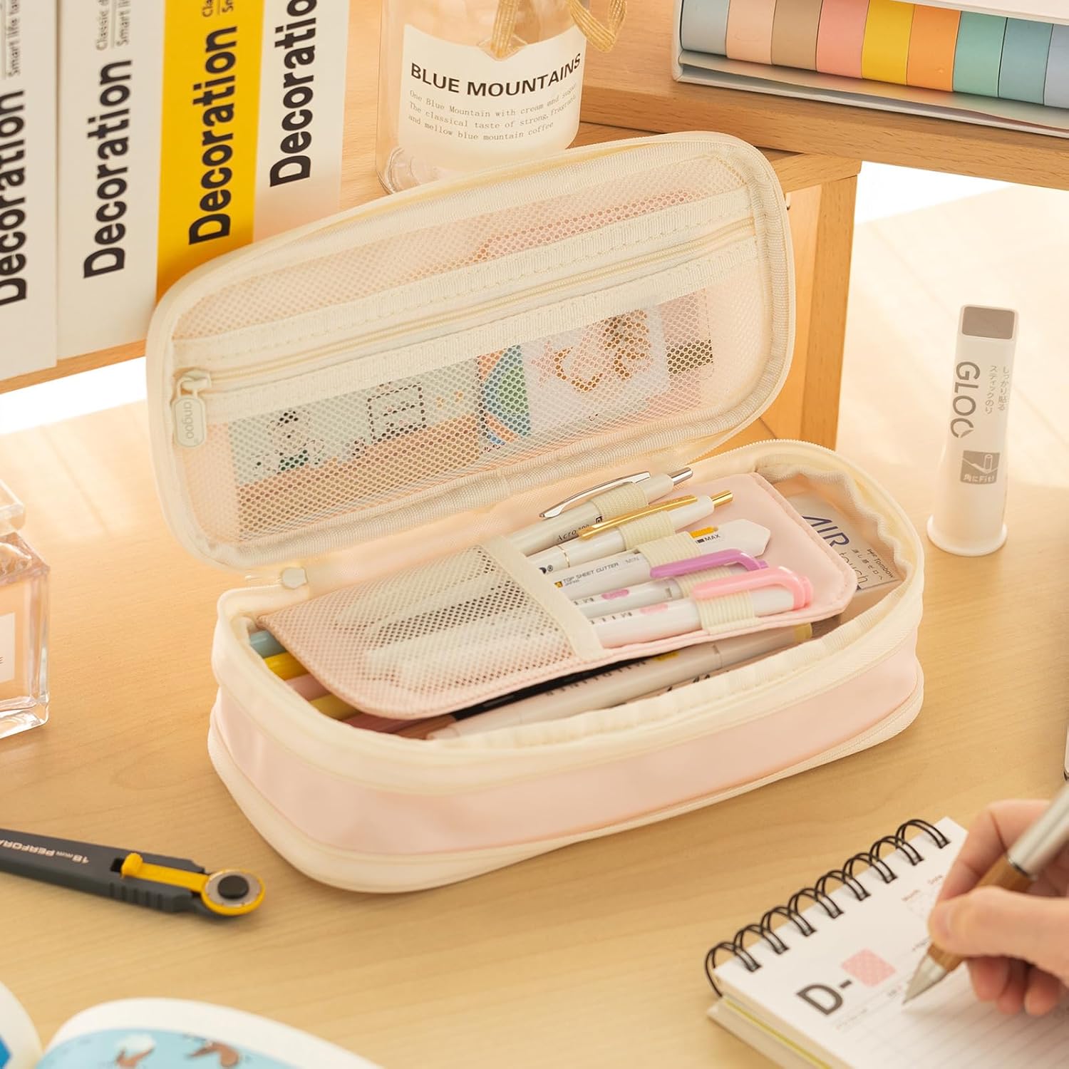 EASTHILL Big Capacity Pencil Case Large Pencil Pouch Stationery Pen Bag for Teen Girls-Pink - Image 2