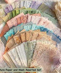 Alternative view of 96 Sheets Textured Scrapbook Paper and Mesh Fabric Assorted Set - 6 Pack Mixed Special Paper for Scrapbooking Planner Bullet Junk Journal Supplies Mixed Media Collage Card Embellishments 3.9x5.5 Inch